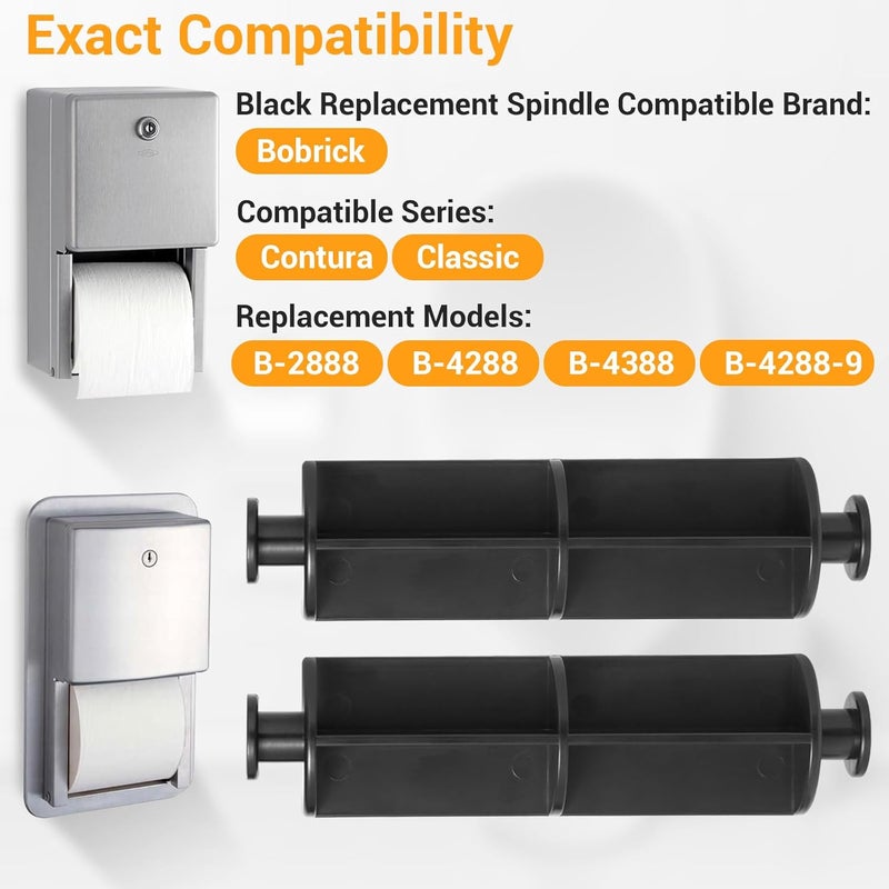 Shahn B-4288-9 Black Replacement Spindle Replacement for Bobrick Toilet Paper Tissue dispensers Spindle Compatible with Classic and Contura Series Dispensers B-2888, B-4288,B-4388 (2 pcs) - Image 3